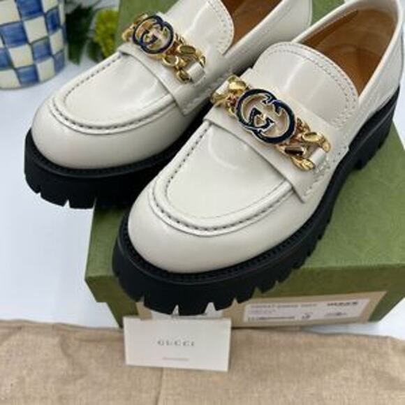 Women’s Gucci interlocking GG patent leather loafers size 37 made in Italy - Picture 1 of 13